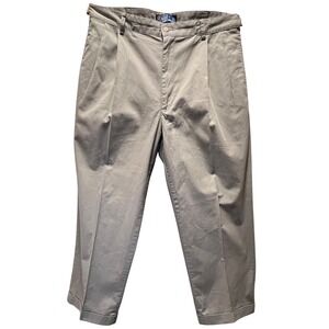 Polo Ralph Lauren Mens Pleated Khaki Pants Tan Cotton Blend Size 36x30